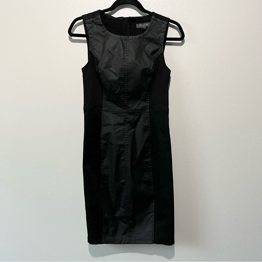 LEVEL 99- Black Textured Midi Bodycon Dress Size S